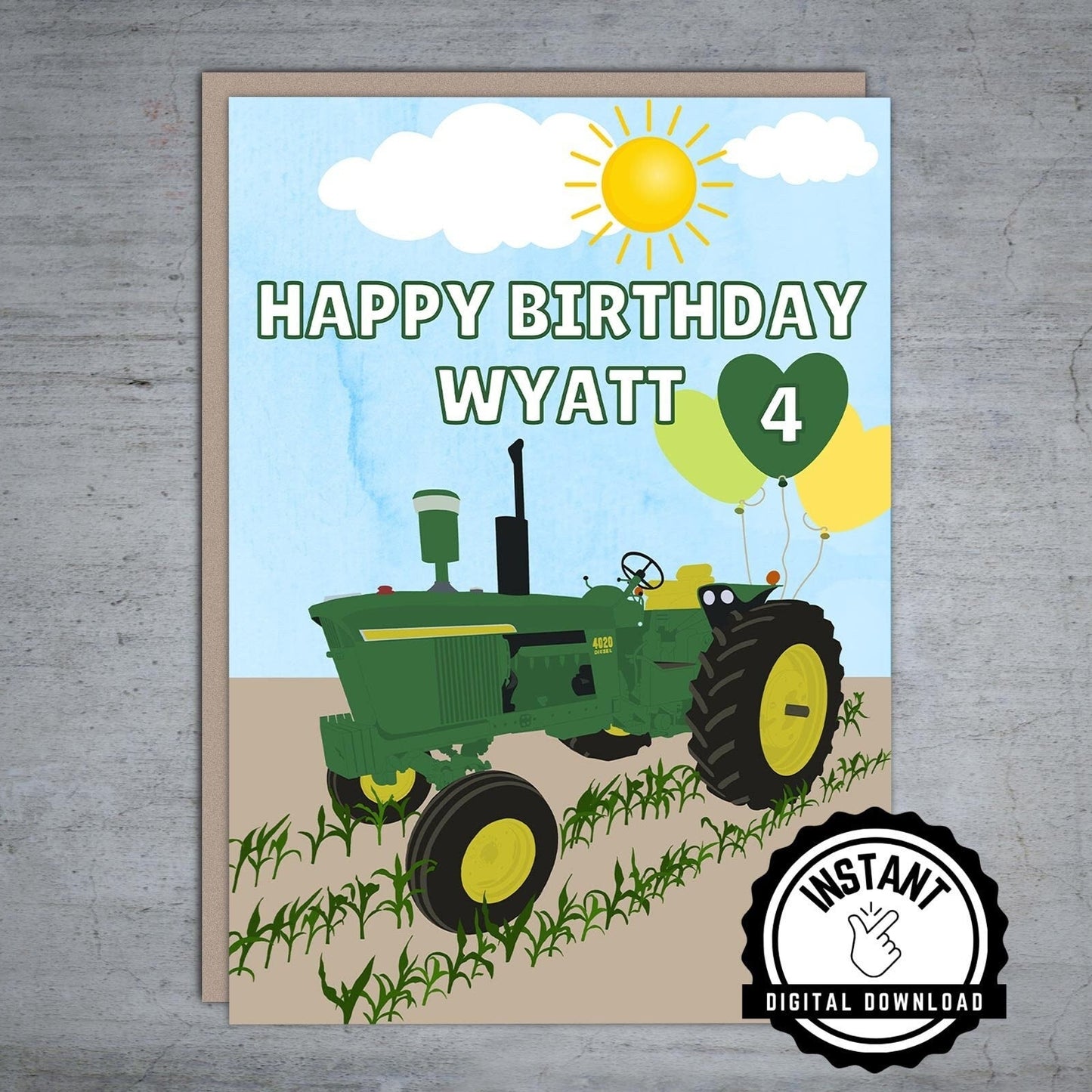 Personalized John Deere Birthday - Printable Card