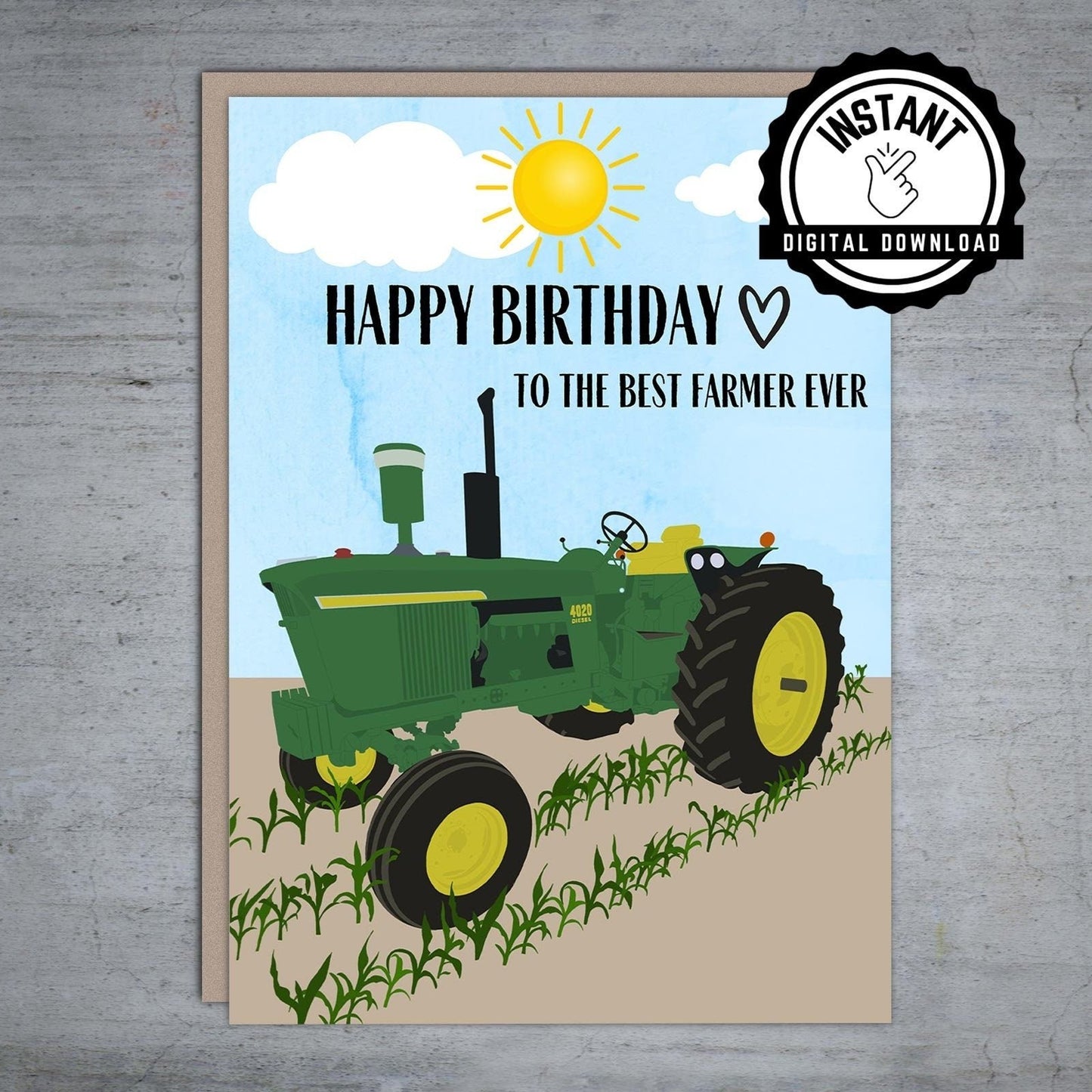 Best John Deere Farmer - Printable Birthday Card