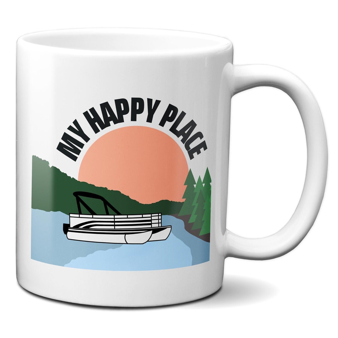 My Happy Place Pontoon Boat - Coffee Mug