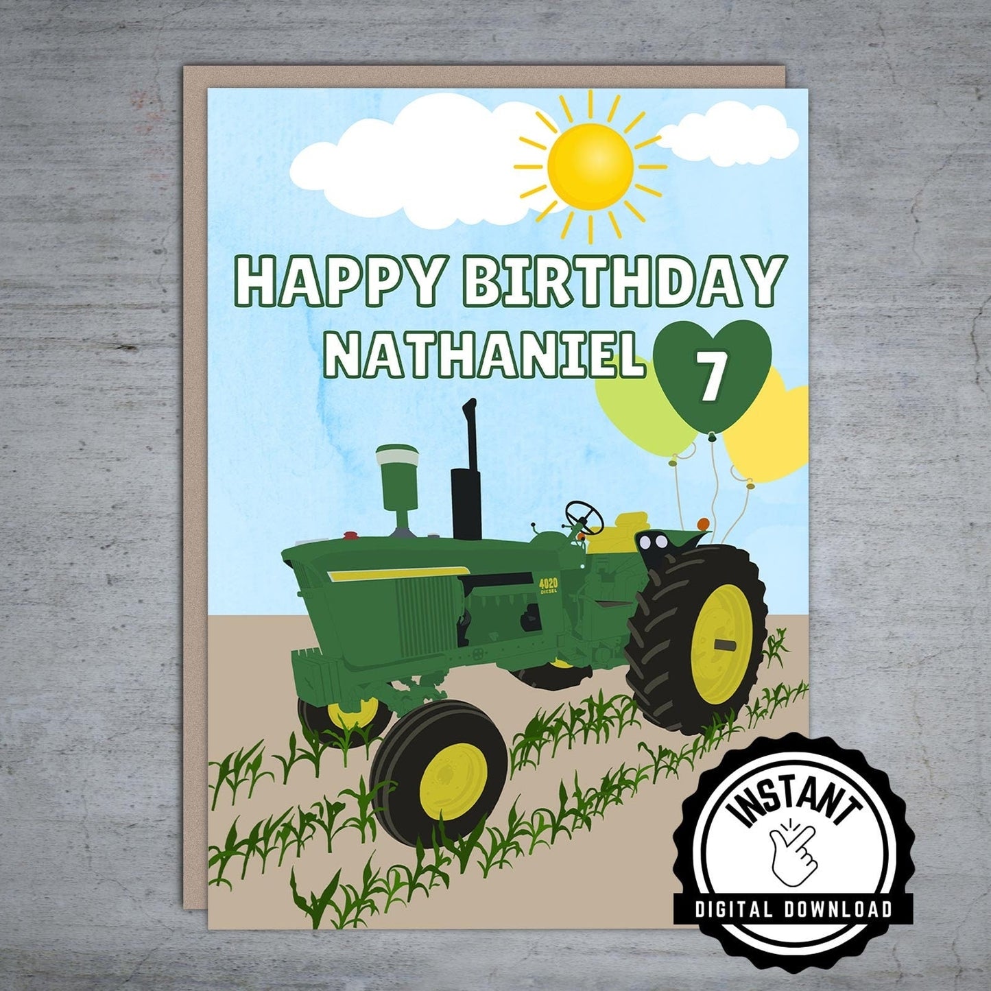 Personalized John Deere Birthday - Printable Card