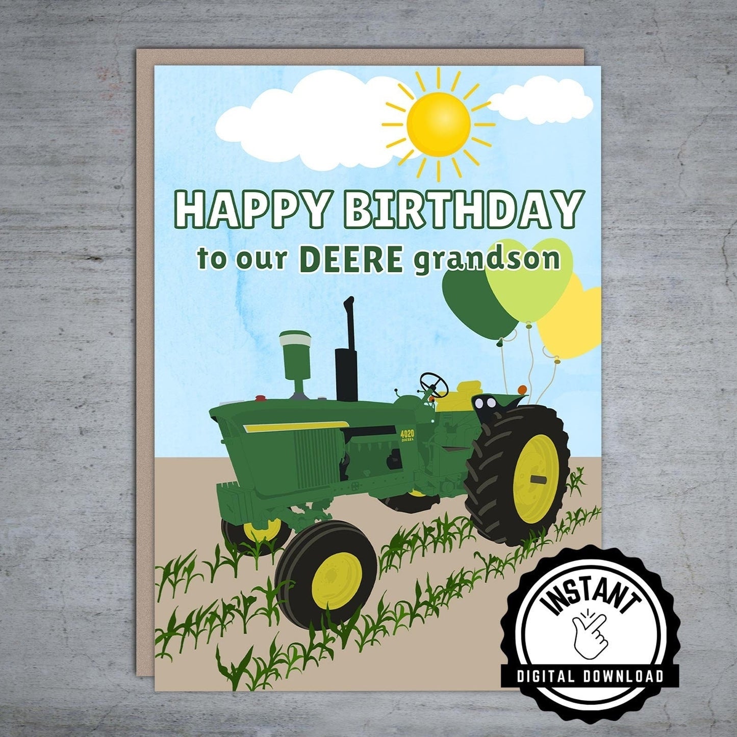 Happy Birthday To Our Deere Grandson - Printable Card