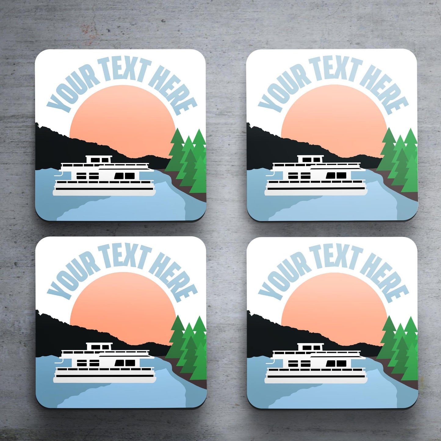 Personalized Houseboat - Set of 4 Coasters