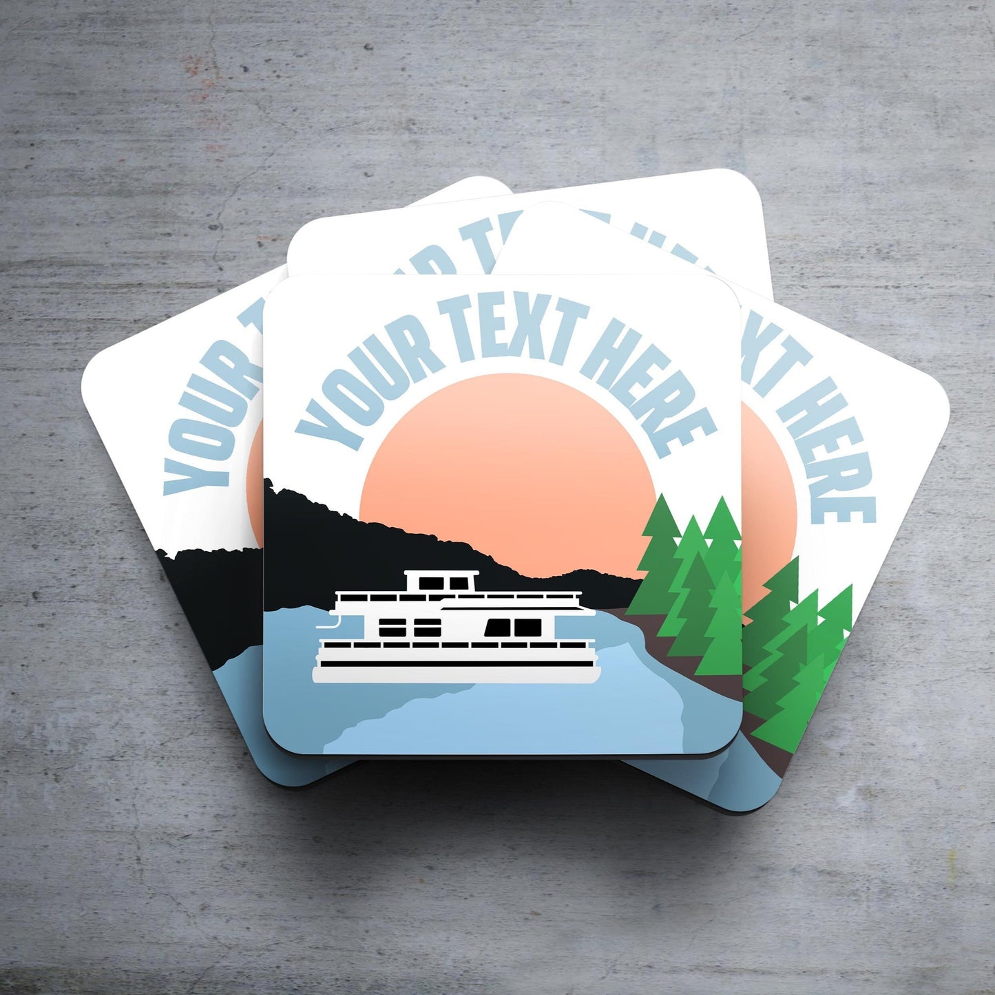 Personalized Houseboat - Set of 4 Coasters