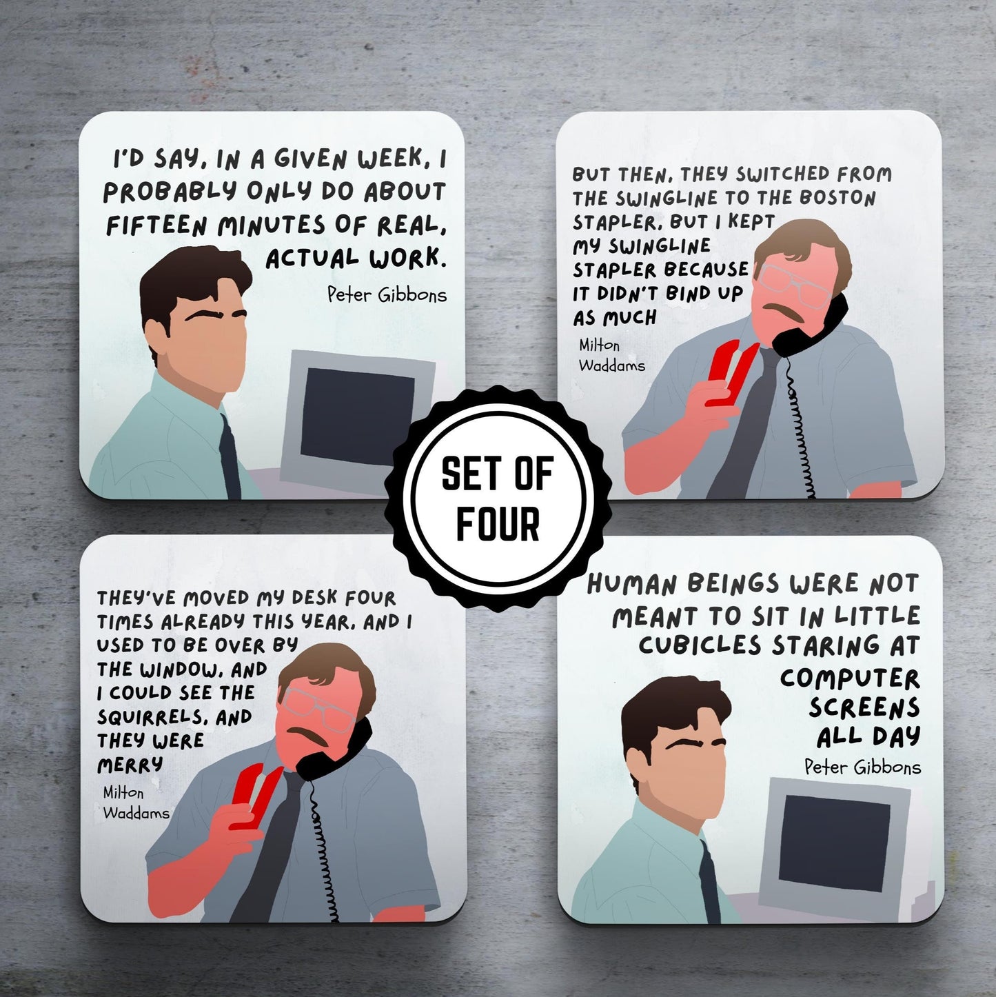 Office Space - Set of 4 Coasters