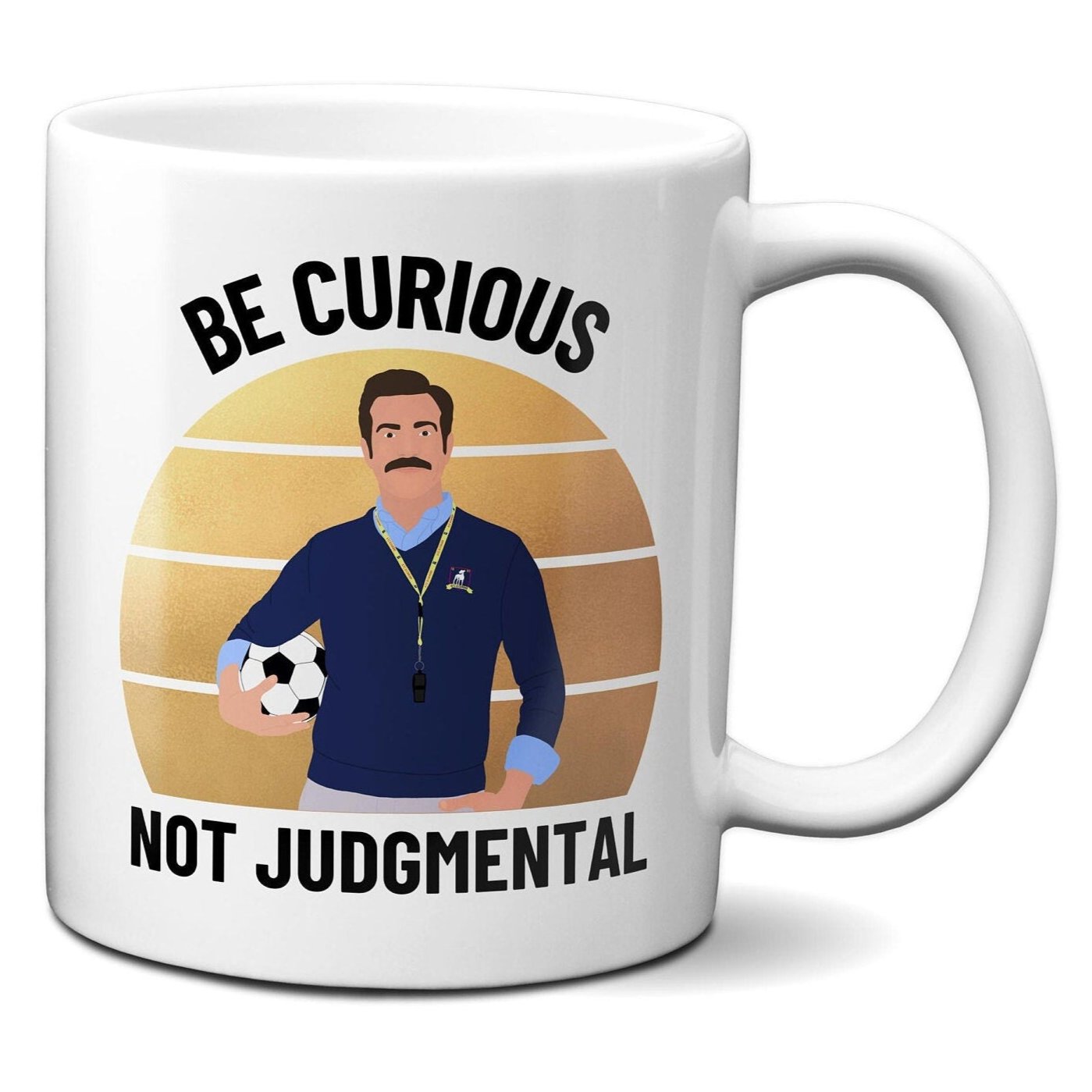 Be Curious Not Judgmental (American English Spelling) with gold backdrop - Coffee Mug
