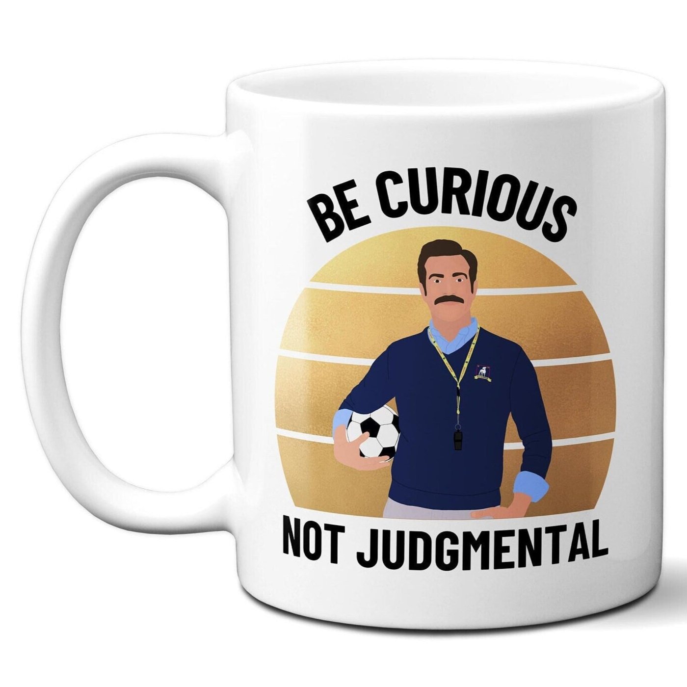 Be Curious Not Judgmental (American English Spelling) with gold backdrop - Coffee Mug