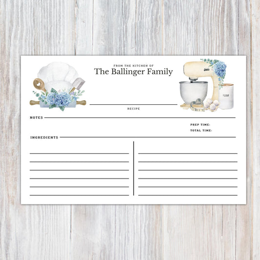 Personalized Chef Hat and Mixer - Set of 16 Recipe Cards