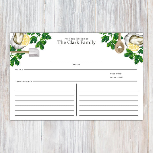 Personalized Oysters - Set of 16 Recipe Cards