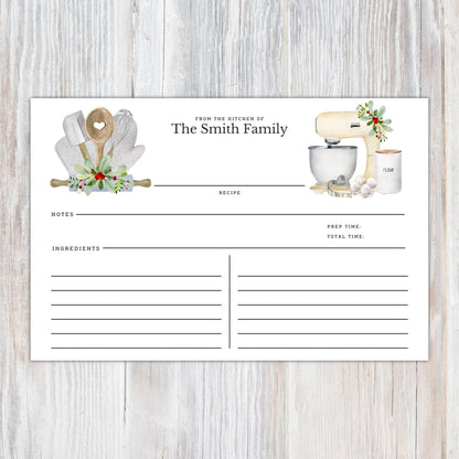 Personalized Pot Holders and Mixer - Set of 16 Recipe Cards