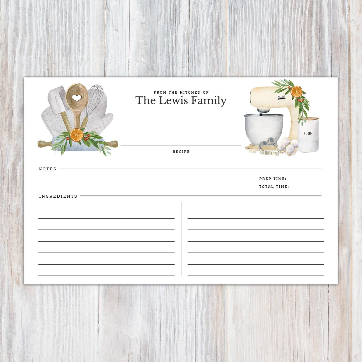 Personalized Pot Holders and Mixer - Set of 16 Recipe Cards