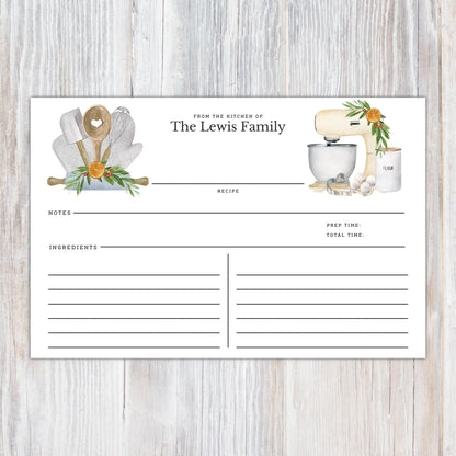 Personalized Pot Holders and Mixer - Set of 16 Recipe Cards