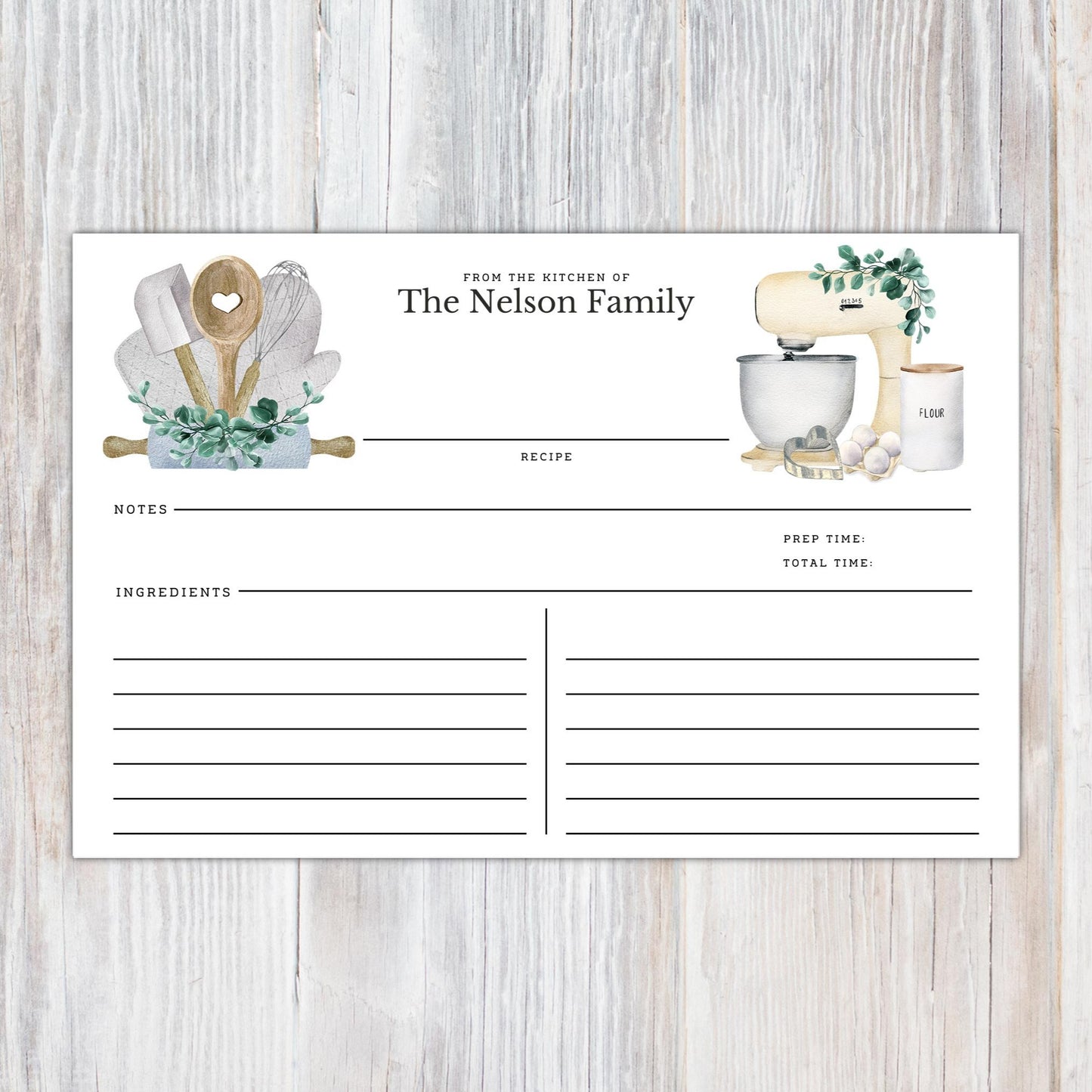 Personalized Pot Holders and Mixer - Set of 16 Recipe Cards