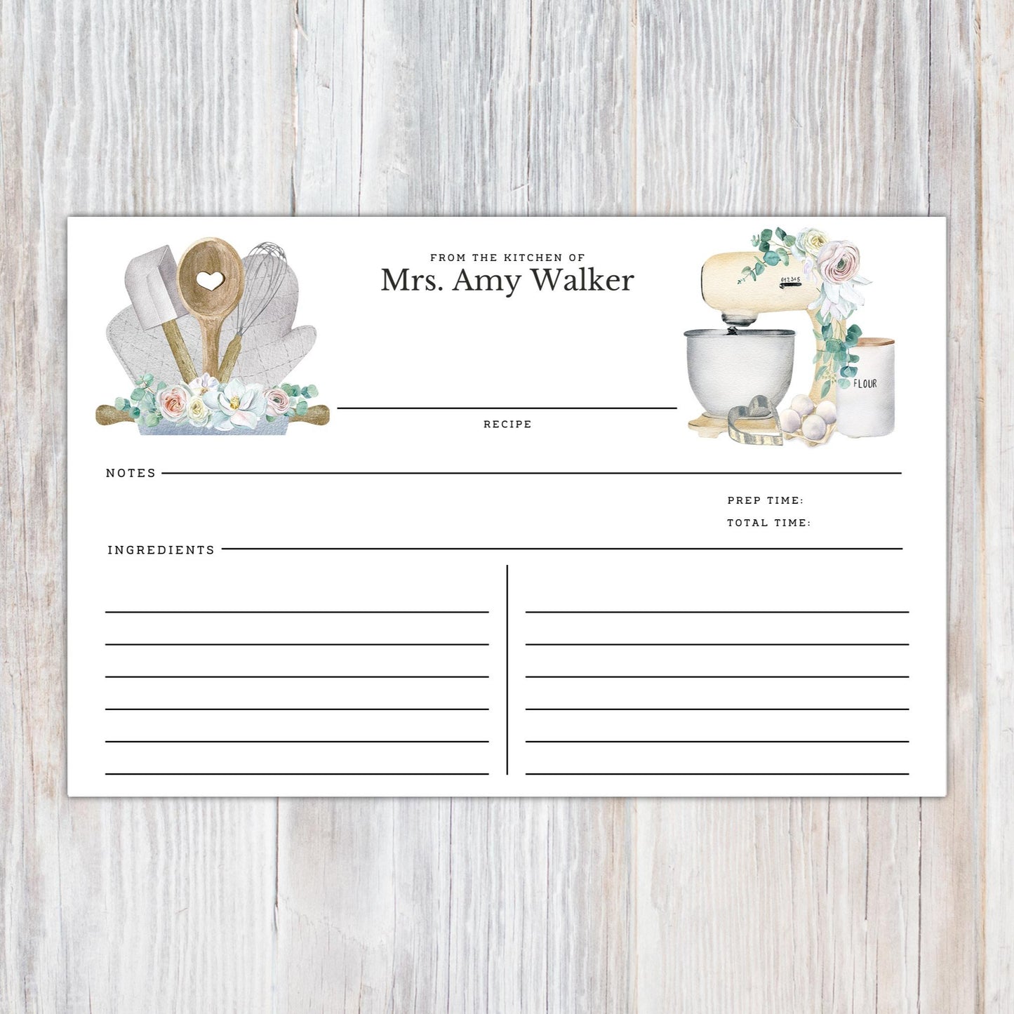 Personalized Pot Holders and Mixer - Set of 16 Recipe Cards