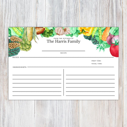 Personalized Vegetable Border - Set of 16 Recipe Cards