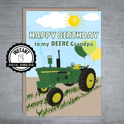 Happy Birthday to my Deere Grandpa - Printable Card