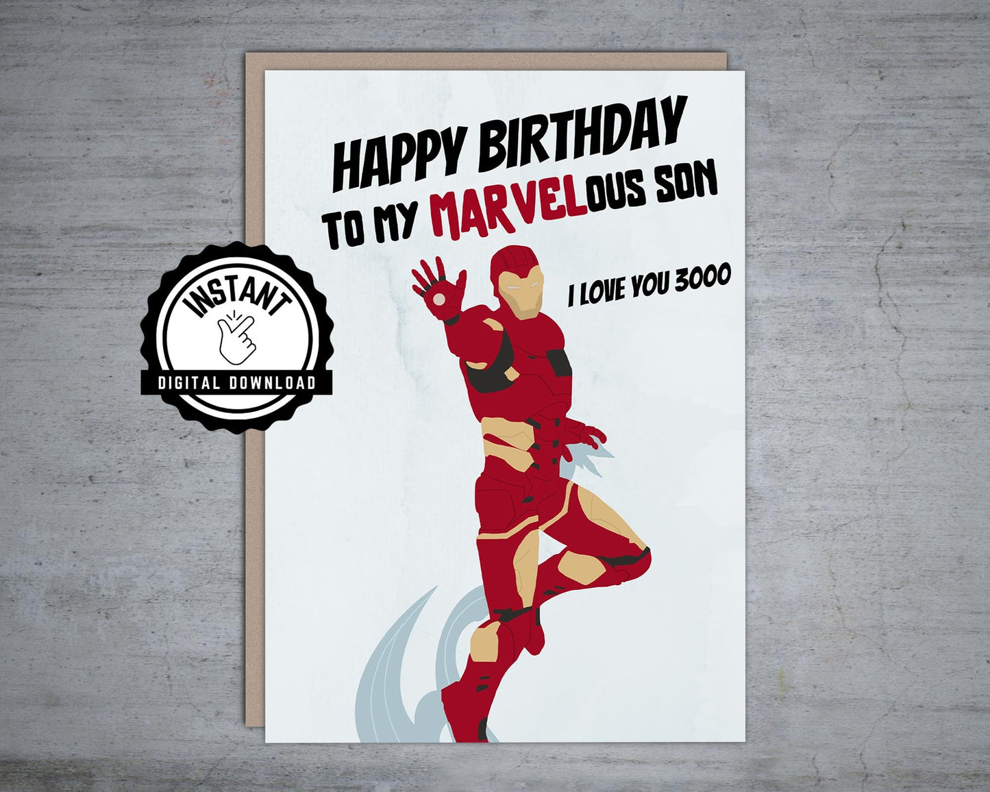 Happy Birthday to my Marvelous Son Iron Man - Printable Card