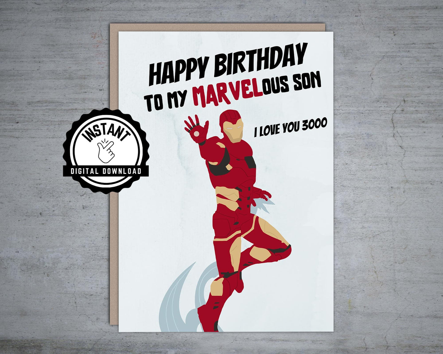 I love you 3000 | Happy Birthday to my Marvelous Son | Birthday Card Printable | Foldable 5X7 Instant Digital Download