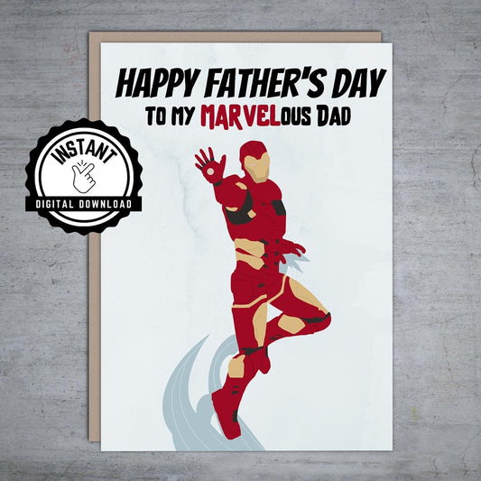 Happy Fathers Day To My Marvelous Dad - Printable Card