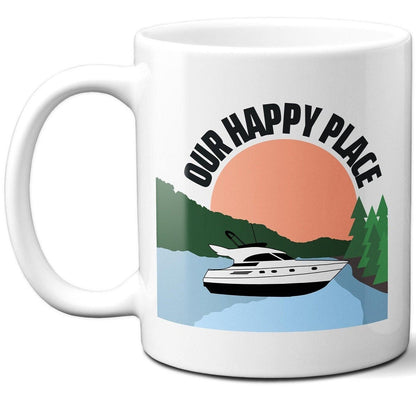 Our Happy Place Speed Boat - Coffee Mug