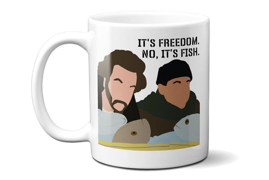 It's Freedom No It's Fish - Sticky Bandits Marv and Harry - Coffee Mug