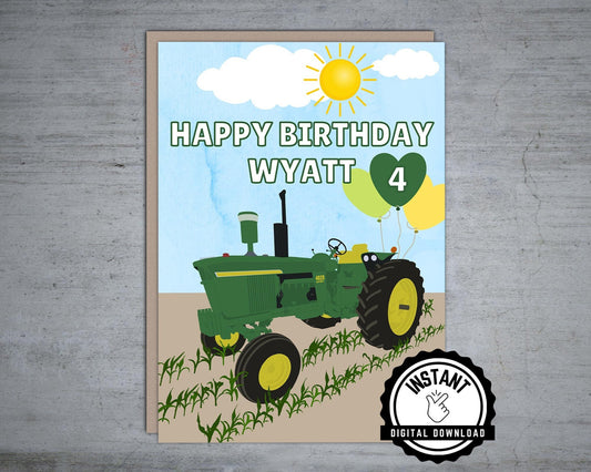 Personalized John Deere Birthday - Printable Card