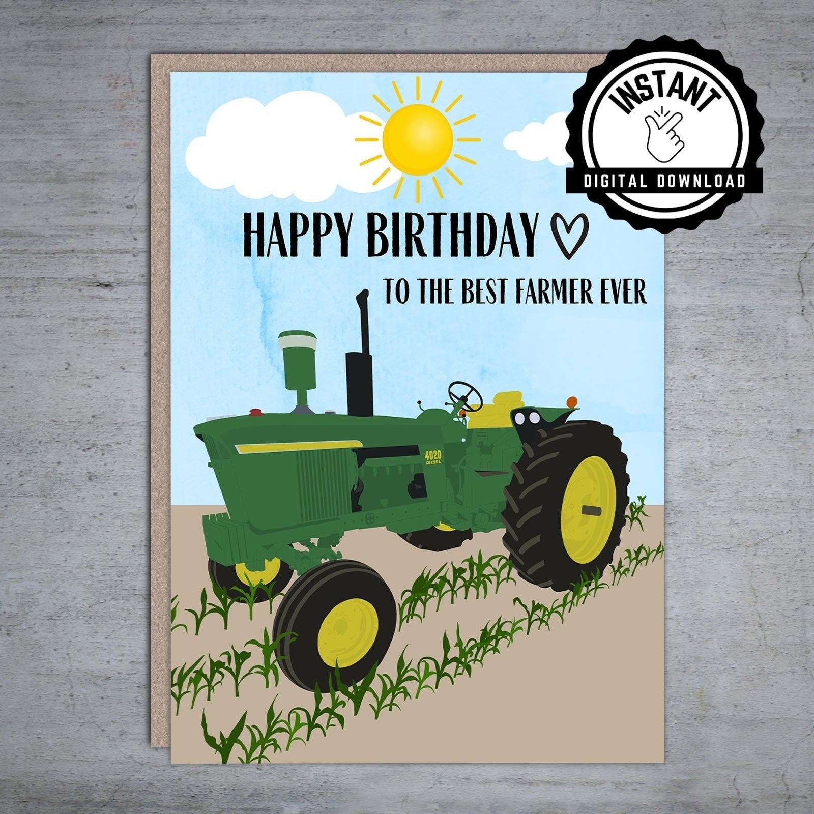 Best Farmer Ever Happy Birthday | Tractor Birthday Card | John Deere P ...