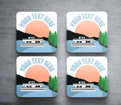 Personalized Houseboat - Set of 4 Coasters