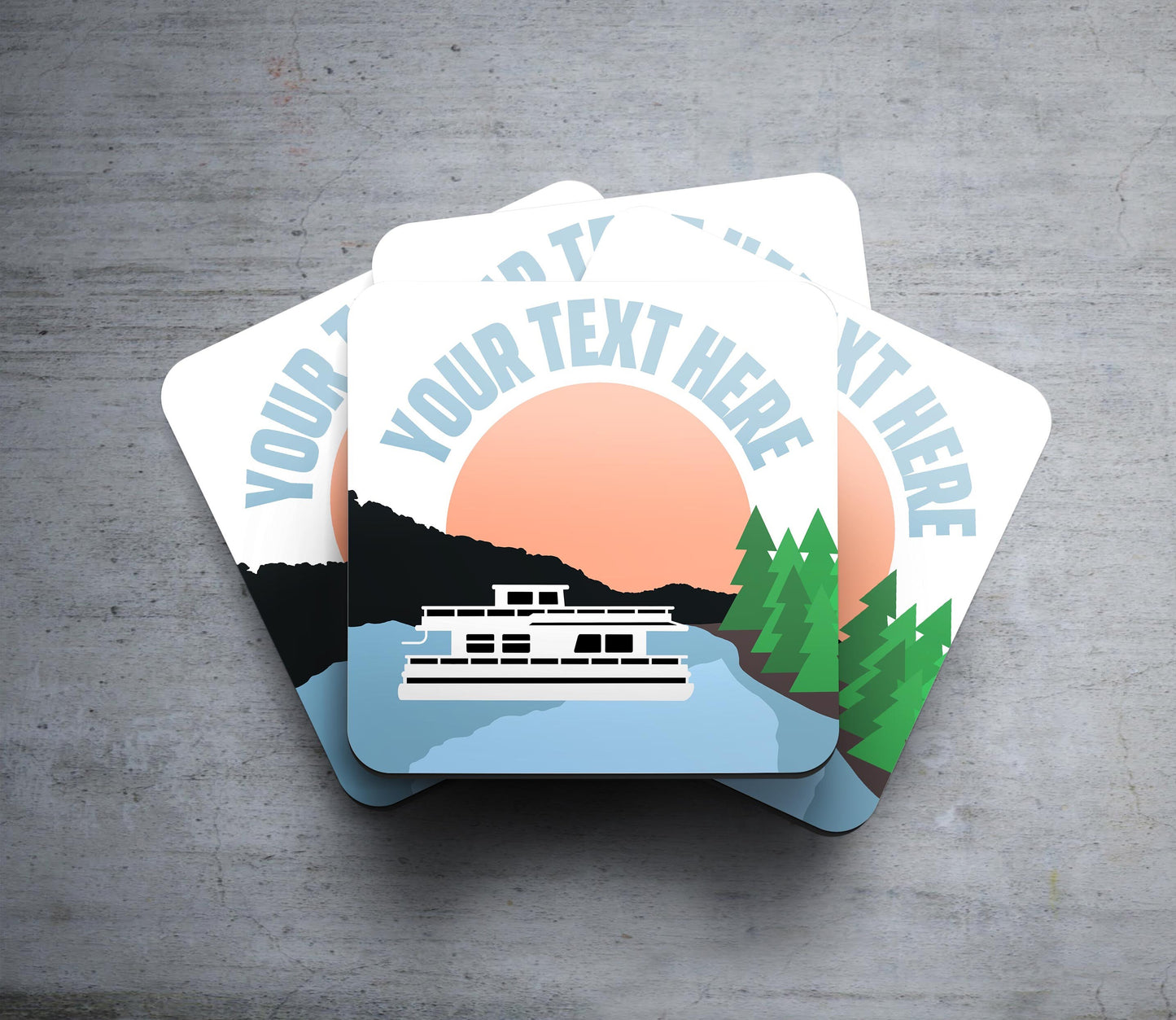 Personalized Houseboat - Set of 4 Coasters