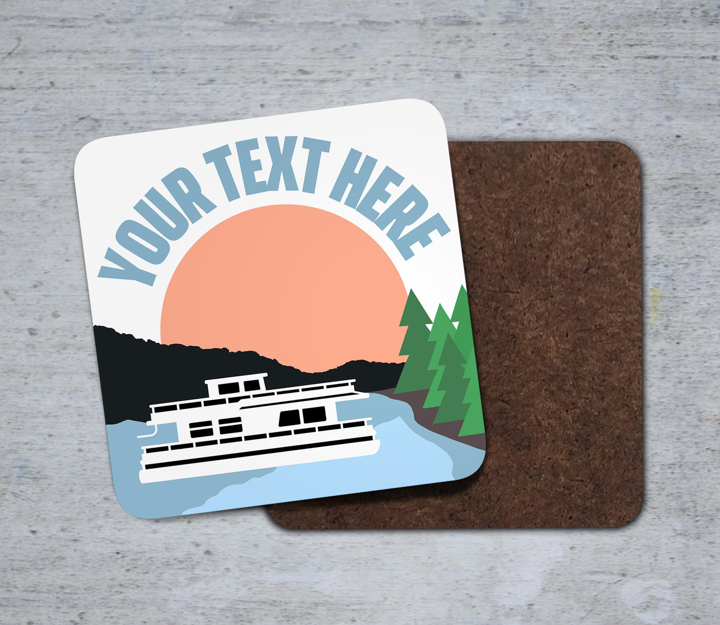 Personalized Houseboat - Set of 4 Coasters