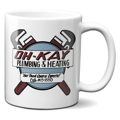 OH-KAY Plumbing and Heating with Pipe Wrenches - Marv and Harry Wet Bandits - Coffee Mug