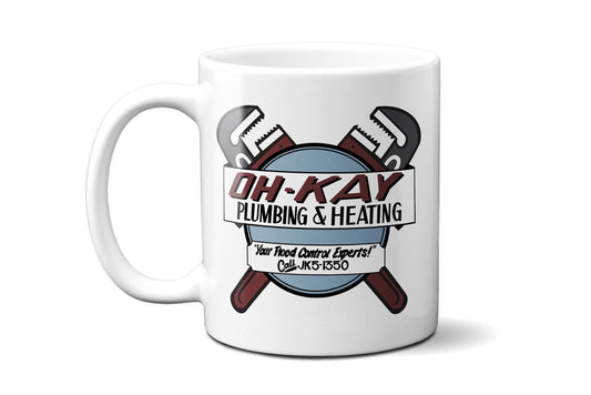 OH-KAY Plumbing and Heating with Pipe Wrenches - Marv and Harry Wet Bandits - Coffee Mug