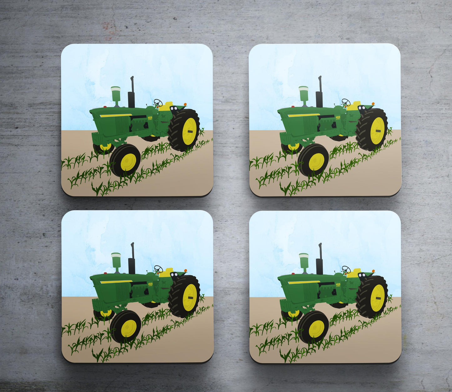 John Deere Coasters | Farmer Gift | Farm Coasters | Farmer Christmas Gift | Set of 4 Coasters