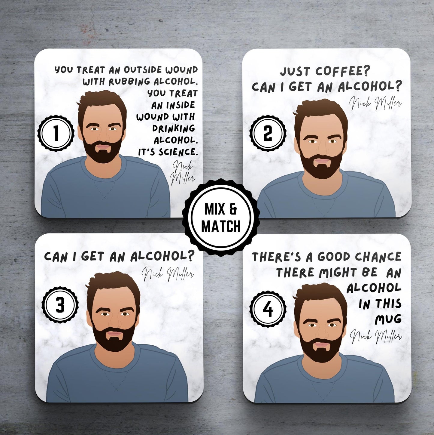 New Girl - Nick Miller - Set of Coasters